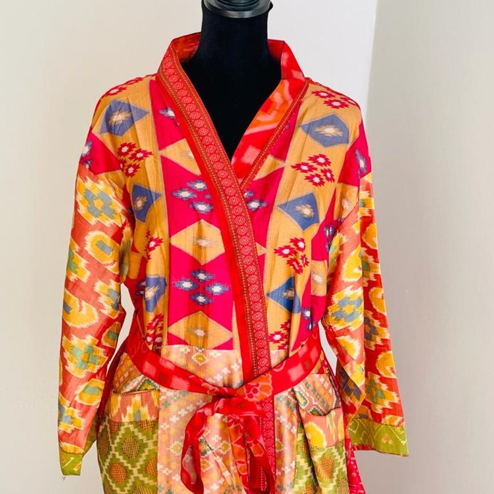 BRAND NEW Lightweight Silk Sari Kimono Robe Women Long Silk Kimono Bridal Robe